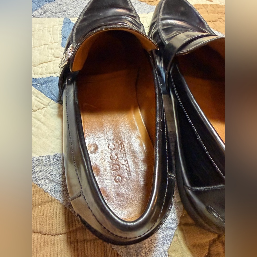 Gucci Interlocking G Black Leather Slip On Loafers:Size 10 - Picture 13 of 14